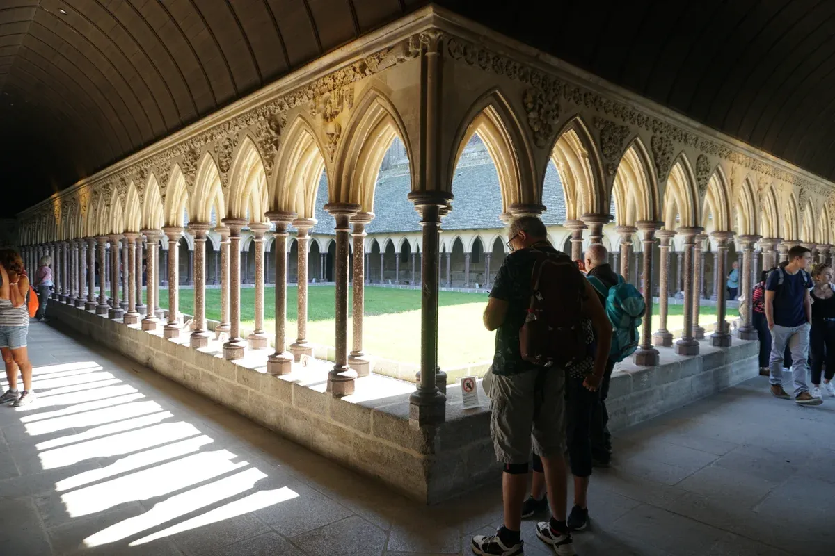 The cloister of Mont-Saint-Michel abbey, visited on Mont-Saint-Michel tours from Paris, Normandy